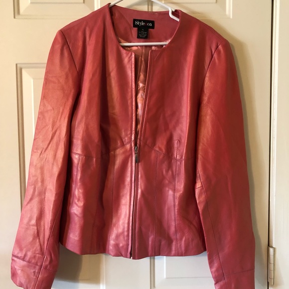 Y2k Genuine Leather Style & Co. NWOT Women’s Jacket in Coral, Size XL - Picture 5 of 9